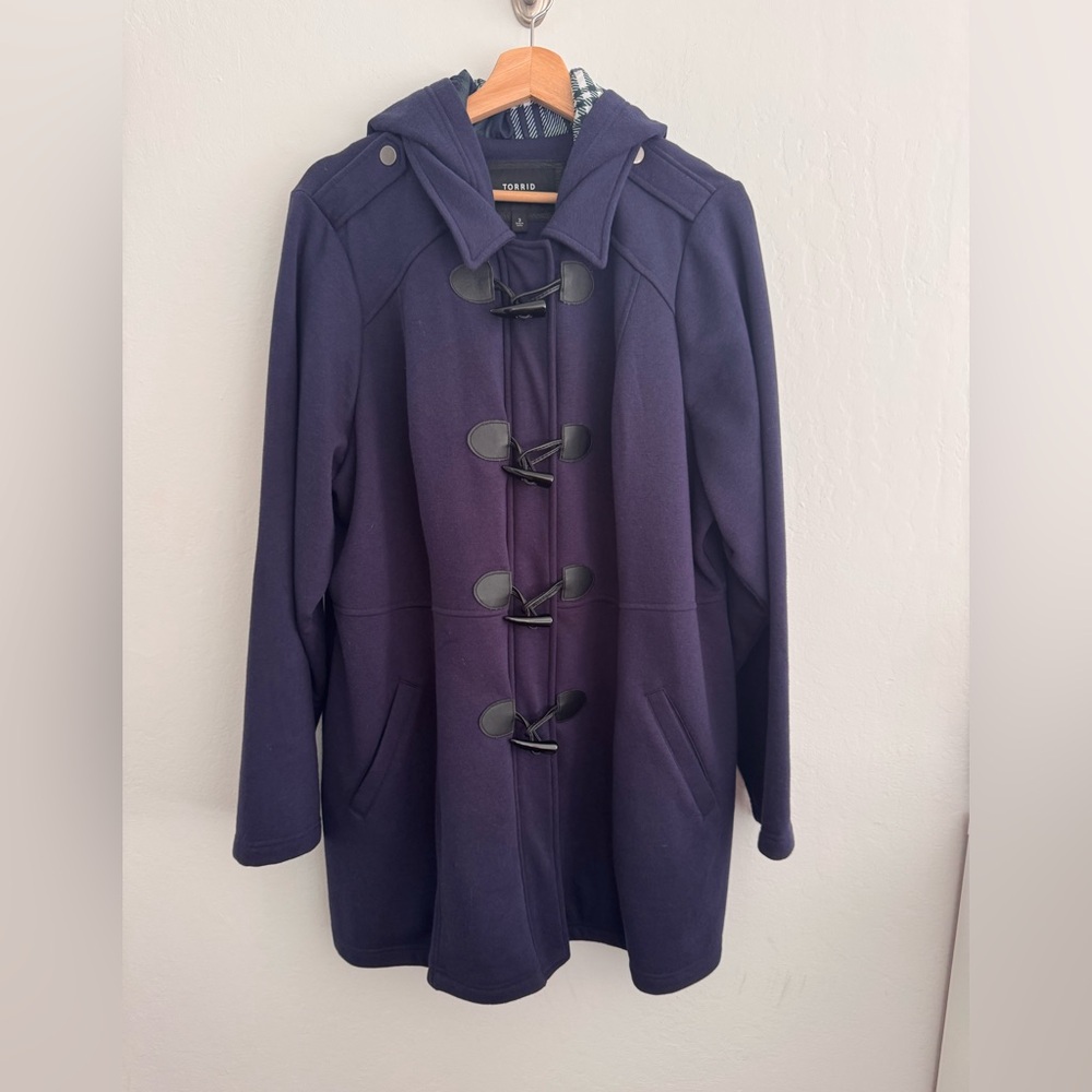 Women's Navy Toggle Pea Coat with Hood
